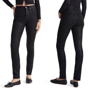 NEW Madewell Black Coated High Rise Waist Stovepipe Jeans Size 24 NWT